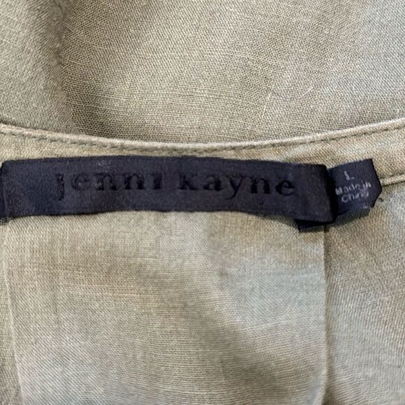 New Jenni Kayne James Tiered A-Line Dress 3/4 Sleeve Moss Green Large Linen - Picture 13 of 16